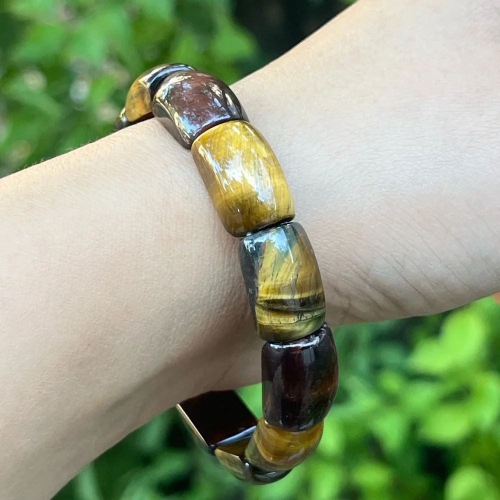 10.5mm stretchable rainbow tiger eye soft‎ bangle